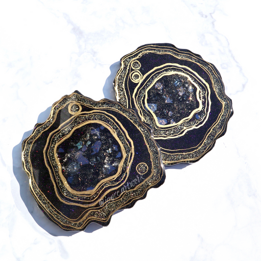 Black and Gold Geode Coasters