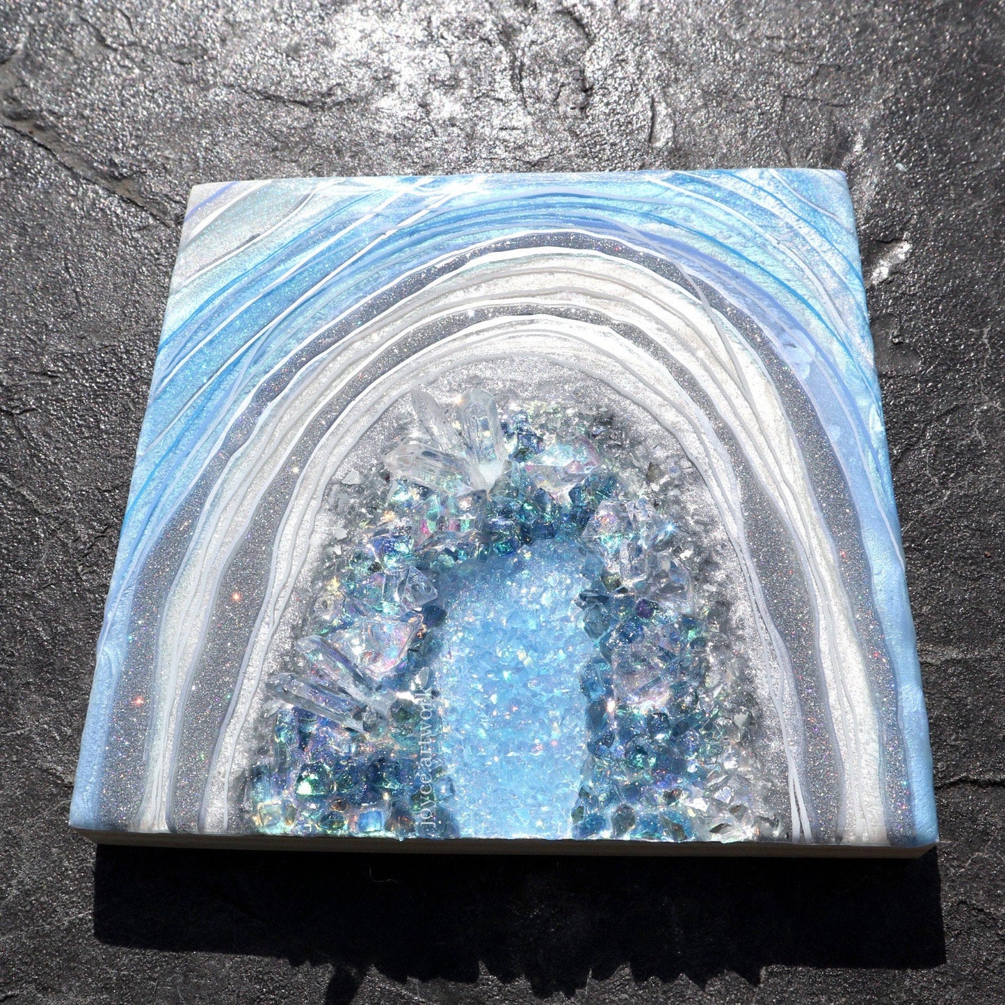 Blue Ice Geode, 8x8”