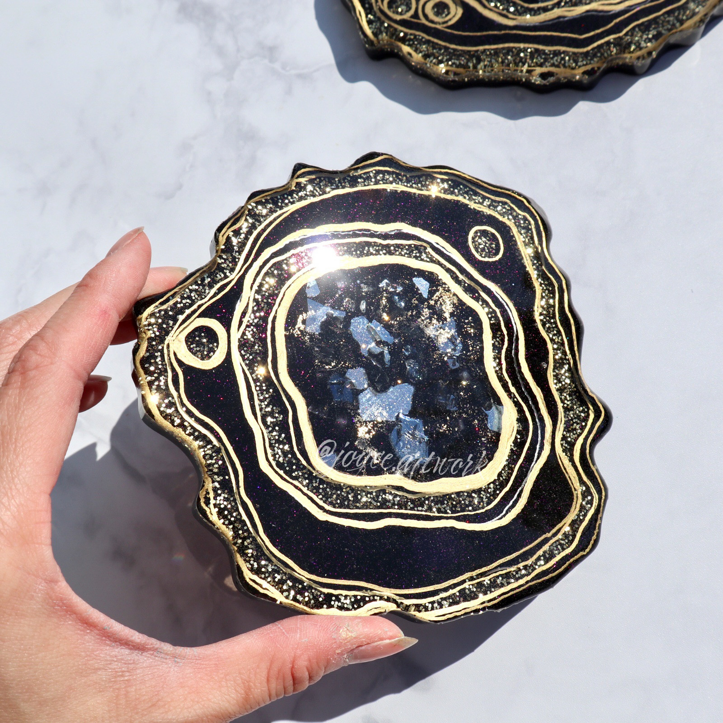 Black and Gold Geode Coasters
