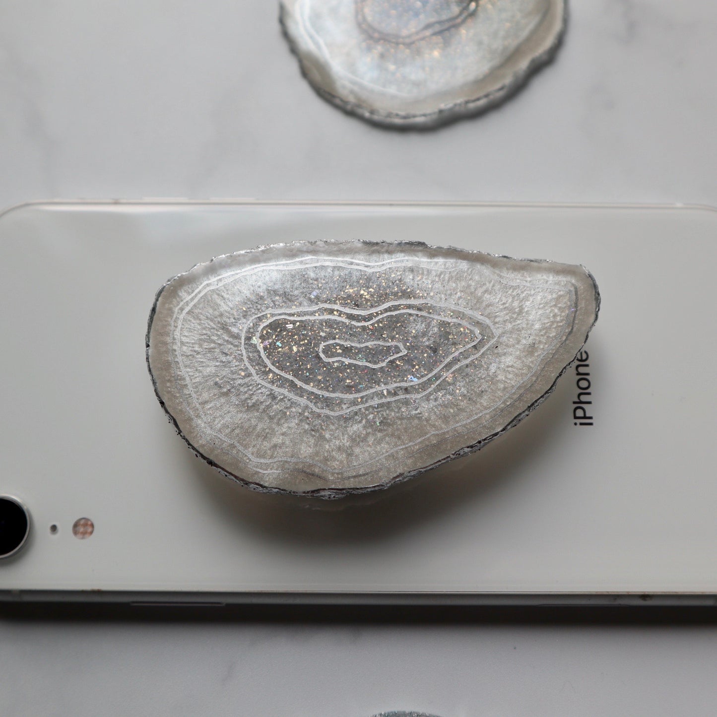 Pearl & Silver Agate Slice Phone Grip